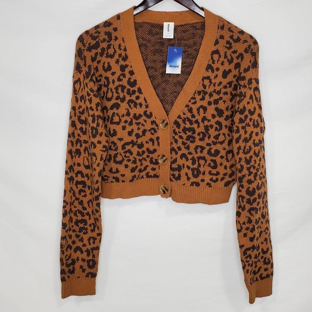 Abound Leopard Print Cropped Cardigan